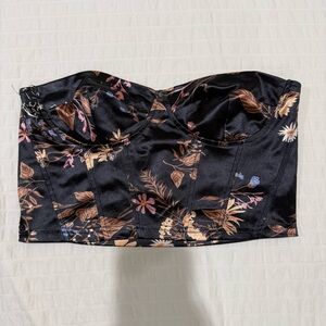 SHEIN Floral Black Bustier/Corset Top Size M